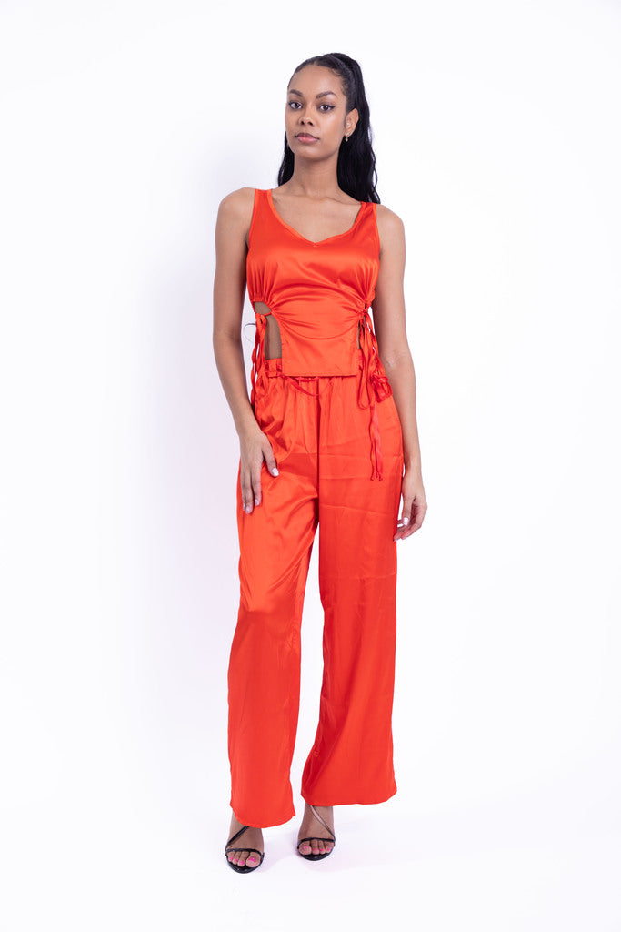 Satin Pant and Drawstring Top Set