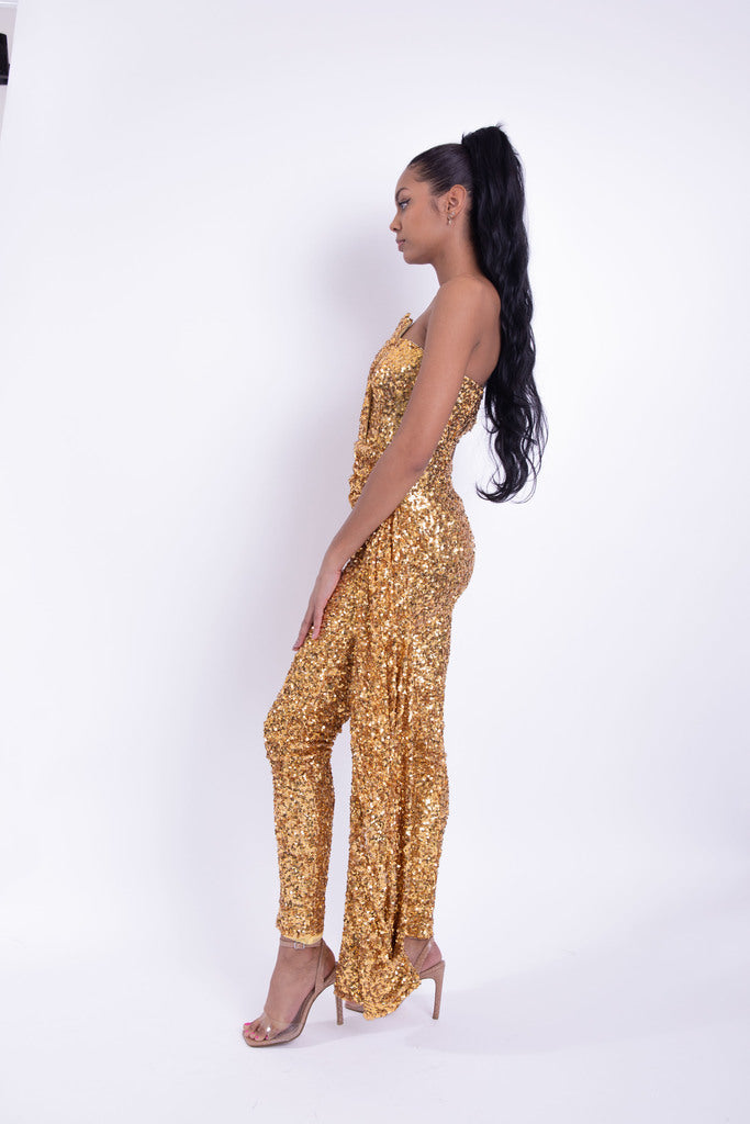 Sequin Draped Jumpsuit