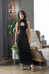 Hollow High Neck Cut-out Maxi Dress