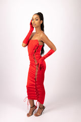 Side Lace-Up Satin Dress